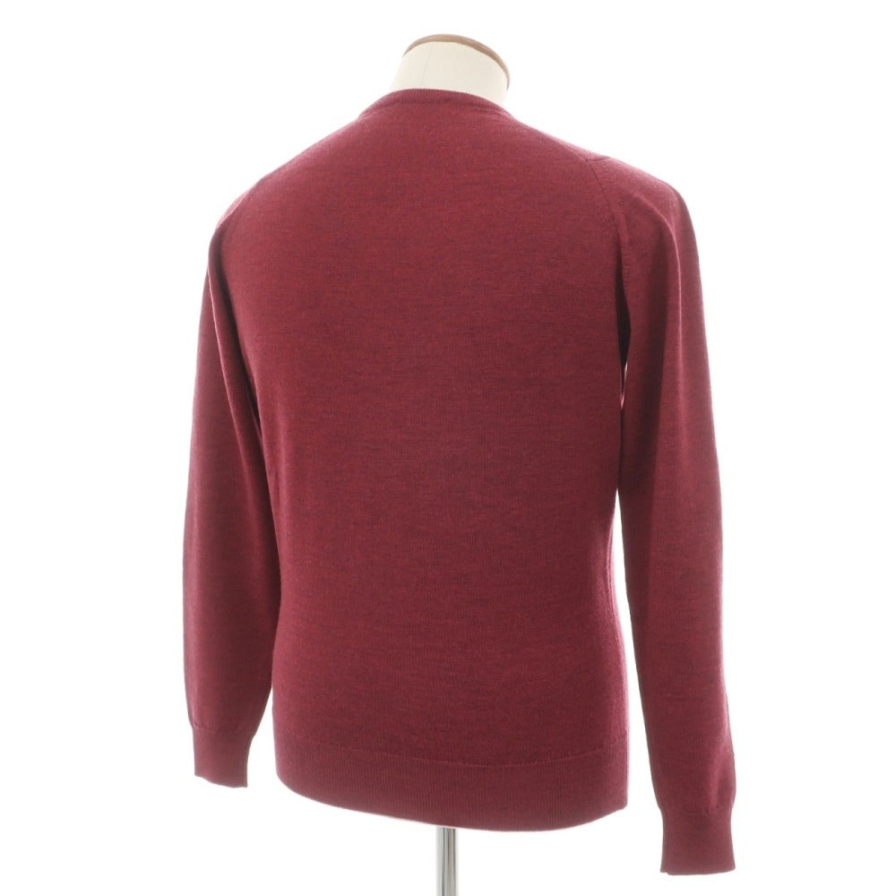 【中古】ジョンスメドレー JOHN SMEDLEY ウール クルーネック プルオーバーニット ワインレッド【サイズM】【 状態ランクB 】【 メンズ 】