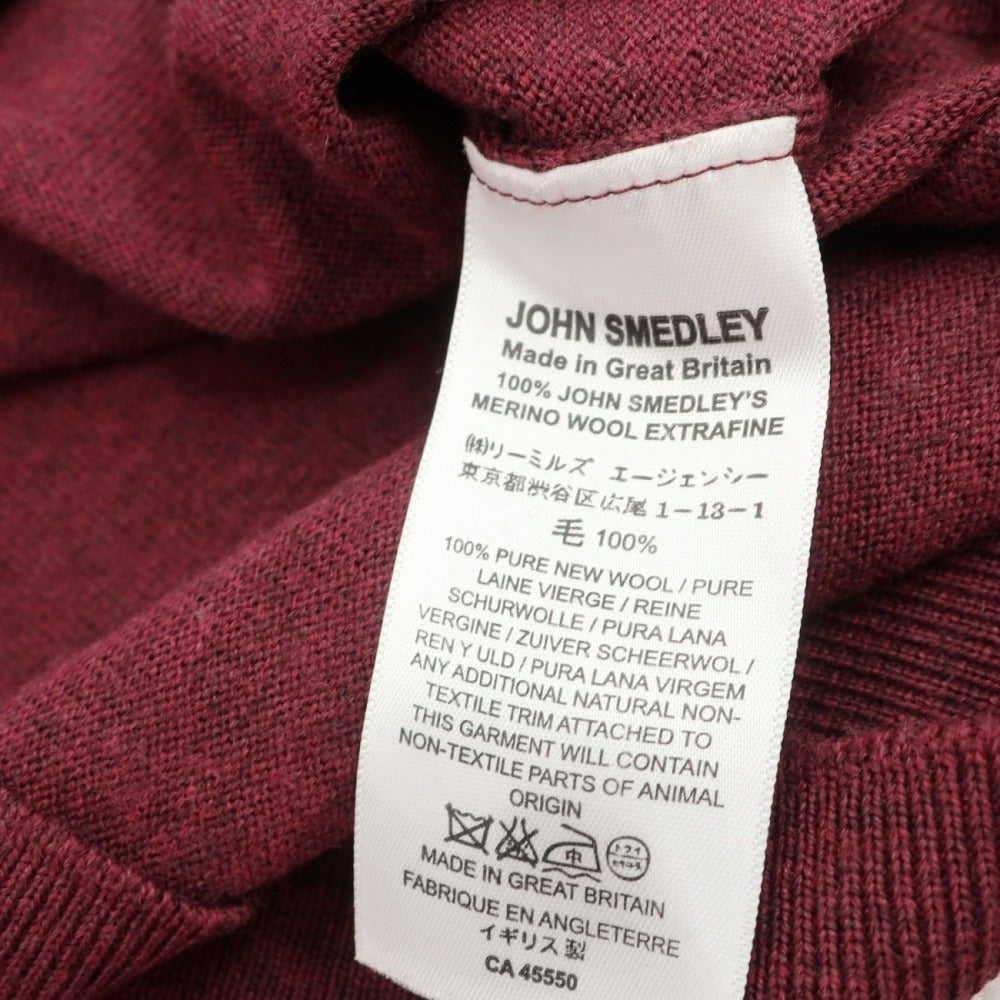 【中古】ジョンスメドレー JOHN SMEDLEY ウール クルーネック プルオーバーニット ワインレッド【サイズM】【 状態ランクB 】【 メンズ 】