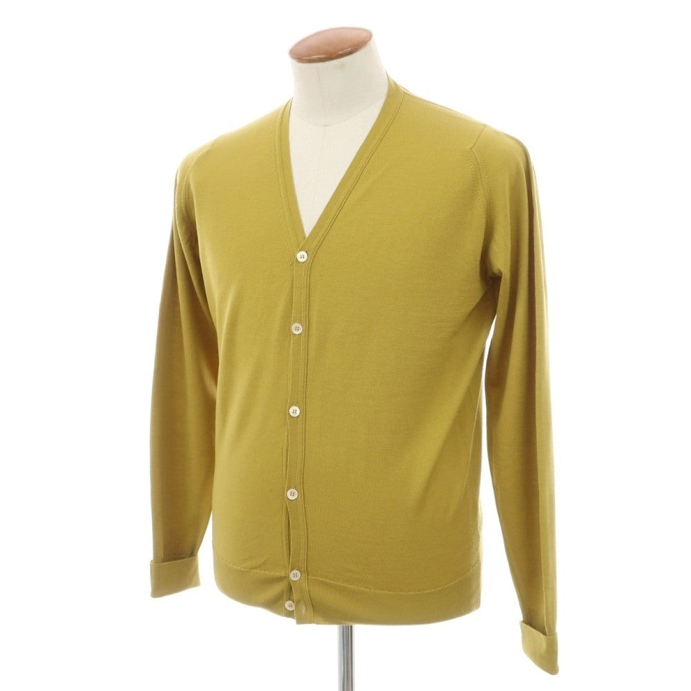 【中古】ジョンスメドレー JOHN SMEDLEY ハイゲージ ウール ニット カーディガン マスタードイエロー【サイズM】【 状態ランクB 】【 メンズ 】