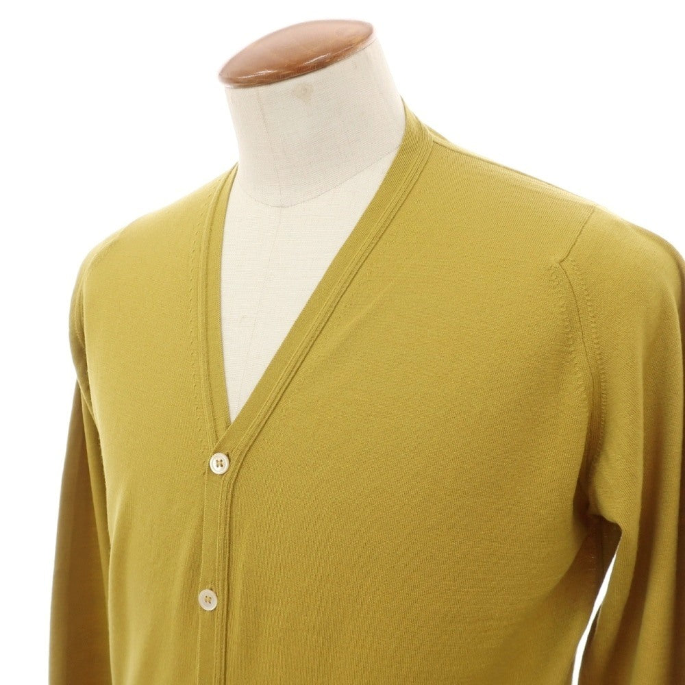 【中古】ジョンスメドレー JOHN SMEDLEY ハイゲージ ウール ニット カーディガン マスタードイエロー【サイズM】【 状態ランクB 】【 メンズ 】