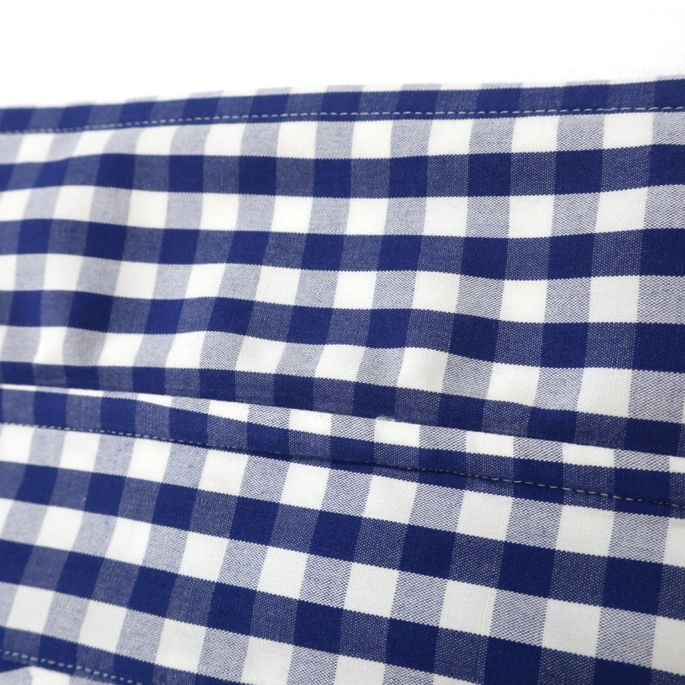 【中古】アザブテーラー azabu tailor コットン ギンガムチェック セミワイドカラー ドレスシャツ ブルーネイビーxホワイト【サイズ表記なし（S位）】【 状態ランクB 】【 メンズ 】