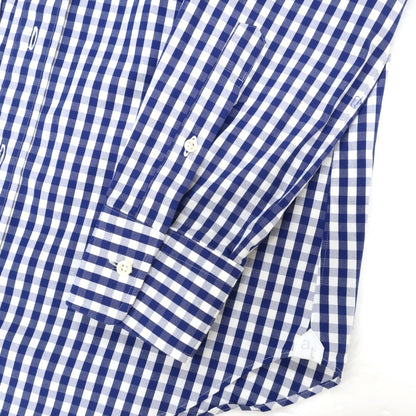 【中古】アザブテーラー azabu tailor コットン ギンガムチェック セミワイドカラー ドレスシャツ ブルーネイビーxホワイト【サイズ表記なし（S位）】【 状態ランクB 】【 メンズ 】