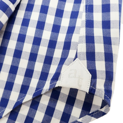 【中古】アザブテーラー azabu tailor コットン ギンガムチェック セミワイドカラー ドレスシャツ ブルーネイビーxホワイト【サイズ表記なし（S位）】【 状態ランクB 】【 メンズ 】