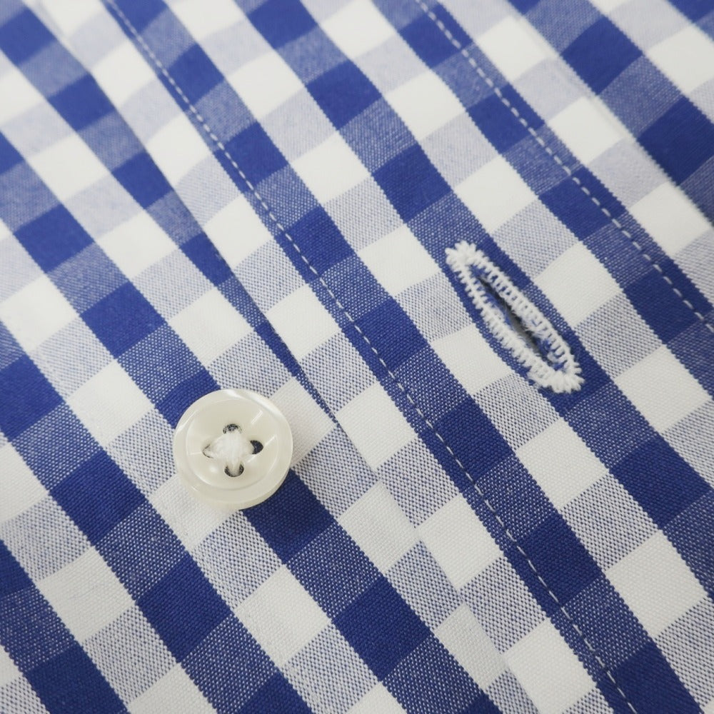 【中古】アザブテーラー azabu tailor コットン ギンガムチェック セミワイドカラー ドレスシャツ ブルーネイビーxホワイト【サイズ表記なし（S位）】【 状態ランクB 】【 メンズ 】