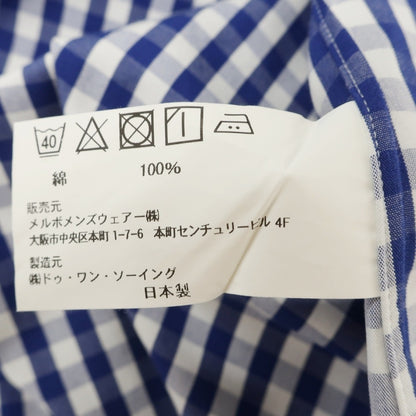 【中古】アザブテーラー azabu tailor コットン ギンガムチェック セミワイドカラー ドレスシャツ ブルーネイビーxホワイト【サイズ表記なし（S位）】【 状態ランクB 】【 メンズ 】