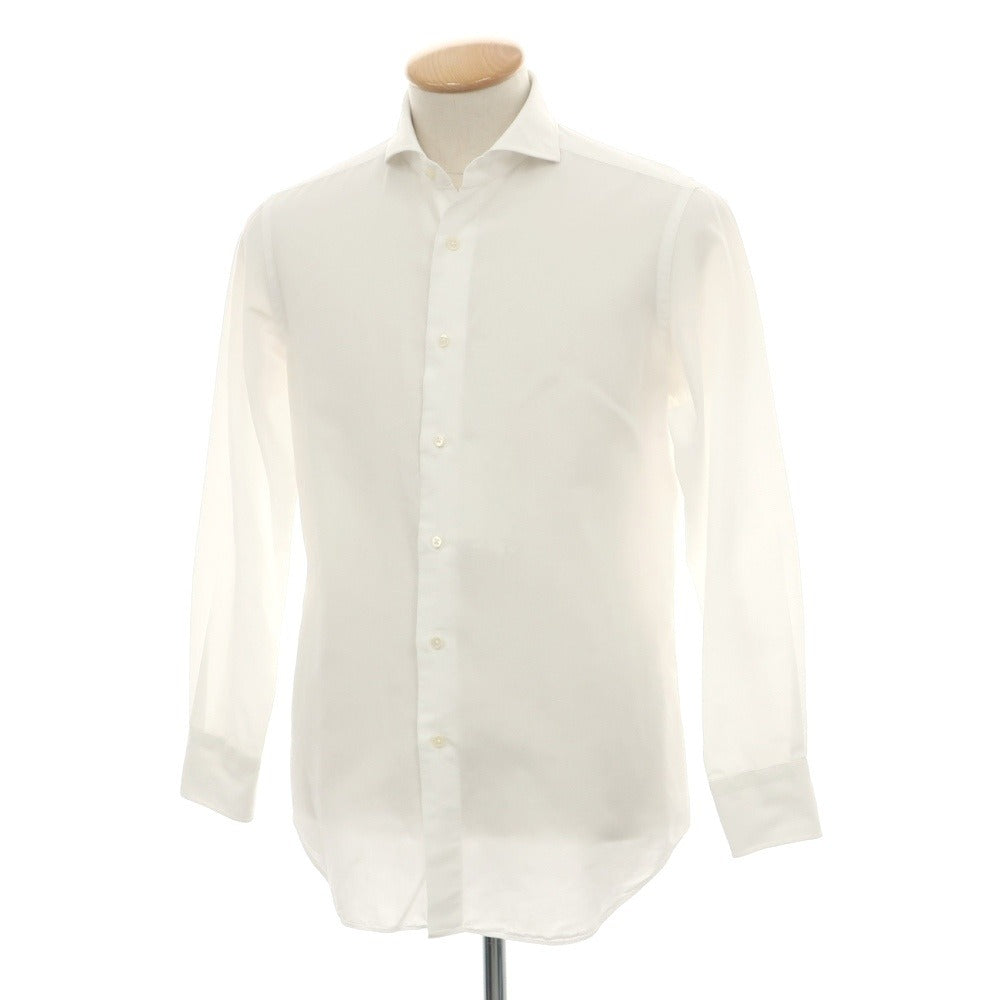 【中古】メイカーズシャツ カマクラ Makers Shirt 鎌倉 コットンリネン ホリゾンタルカラー ドレスシャツ ホワイト【サイズ38】【 状態ランクC 】【 メンズ 】