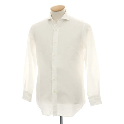 【中古】メイカーズシャツ カマクラ Makers Shirt 鎌倉 コットンリネン ホリゾンタルカラー ドレスシャツ ホワイト【サイズ38】【 状態ランクC 】【 メンズ 】
