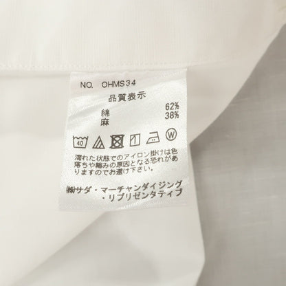 【中古】メイカーズシャツ カマクラ Makers Shirt 鎌倉 コットンリネン ホリゾンタルカラー ドレスシャツ ホワイト【サイズ38】【 状態ランクC 】【 メンズ 】