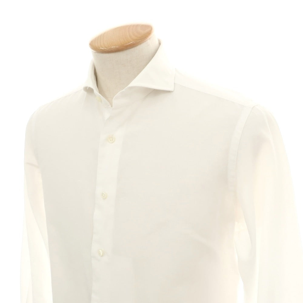 【中古】メイカーズシャツ カマクラ Makers Shirt 鎌倉 コットンリネン ホリゾンタルカラー ドレスシャツ ホワイト【サイズ38】【 状態ランクC 】【 メンズ 】