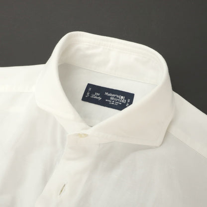 【中古】メイカーズシャツ カマクラ Makers Shirt 鎌倉 コットンリネン ホリゾンタルカラー ドレスシャツ ホワイト【サイズ38】【 状態ランクC 】【 メンズ 】