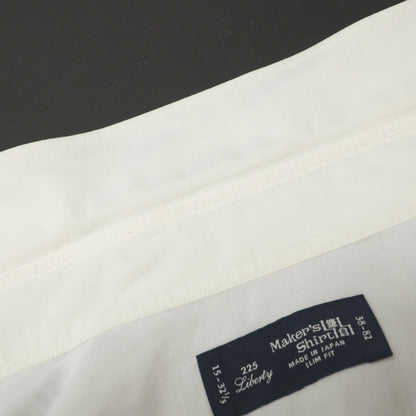 【中古】メイカーズシャツ カマクラ Makers Shirt 鎌倉 コットンリネン ホリゾンタルカラー ドレスシャツ ホワイト【サイズ38】【 状態ランクC 】【 メンズ 】