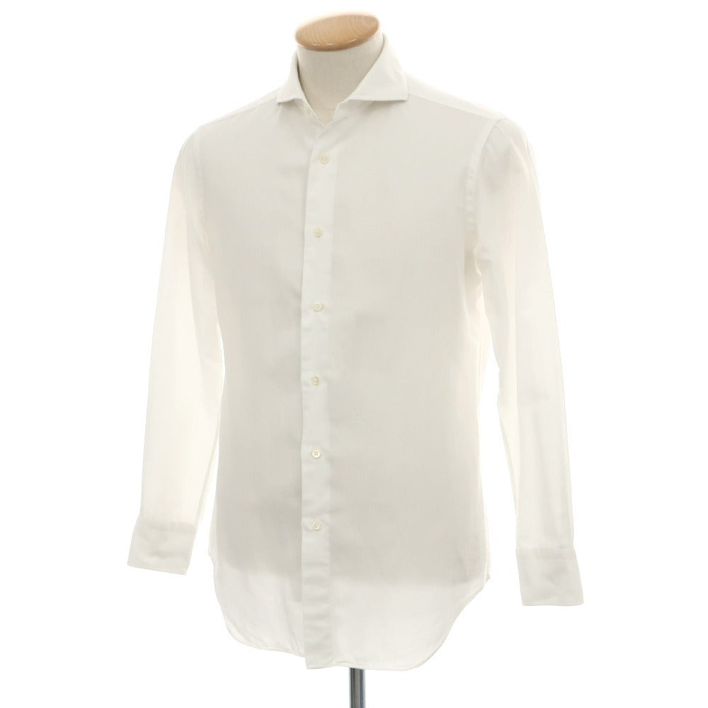 【中古】メイカーズシャツ カマクラ Makers Shirt 鎌倉 コットンリネン ホリゾンタルカラー ドレスシャツ ホワイト【サイズ38】【 状態ランクC 】【 メンズ 】