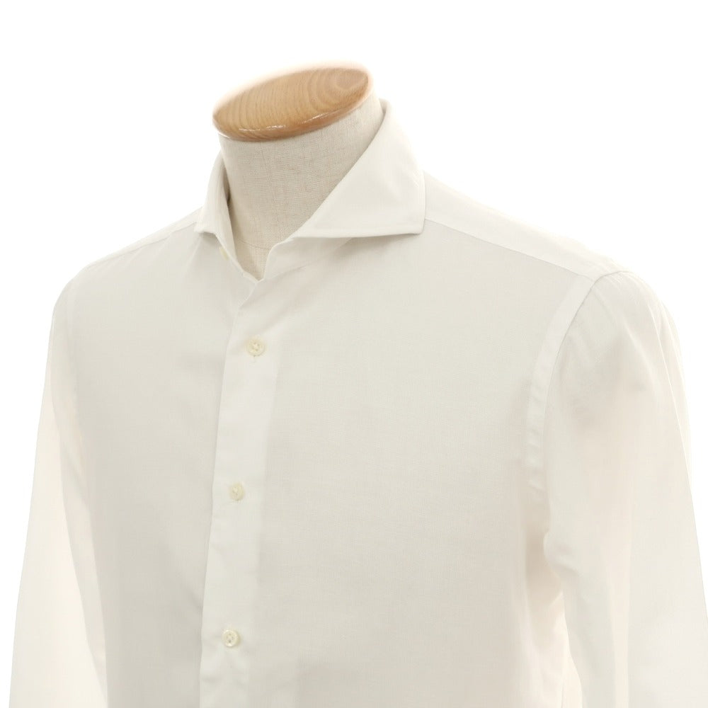 【中古】メイカーズシャツ カマクラ Makers Shirt 鎌倉 コットンリネン ホリゾンタルカラー ドレスシャツ ホワイト【サイズ38】【 状態ランクC 】【 メンズ 】