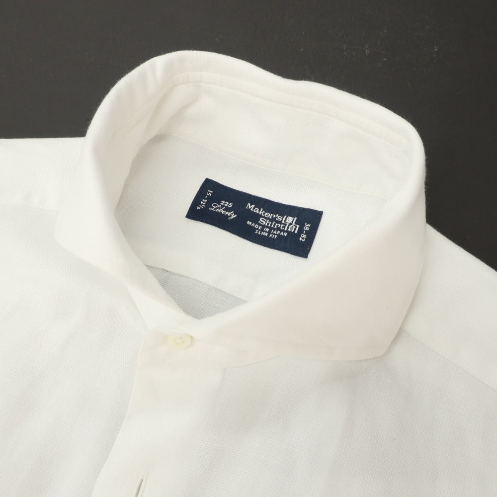 【中古】メイカーズシャツ カマクラ Makers Shirt 鎌倉 コットンリネン ホリゾンタルカラー ドレスシャツ ホワイト【サイズ38】【 状態ランクC 】【 メンズ 】