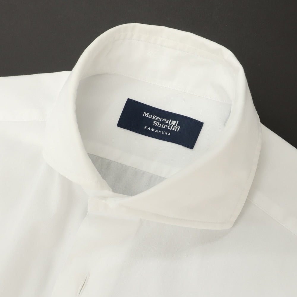 【中古】メイカーズシャツ カマクラ Makers Shirt 鎌倉 コットン ワイドカラー ドレスシャツ ホワイト【サイズ37】【 状態ランクC 】【 メンズ 】