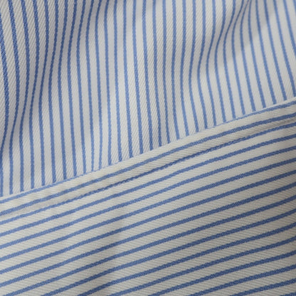 【中古】メイカーズシャツ カマクラ Makers Shirt 鎌倉 コットン ストライプ ホリゾンタルカラー ドレスシャツ ホワイトxブルー【サイズ38】【 状態ランクC 】【 メンズ 】