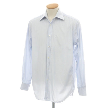 【中古】プラダ PRADA コットン系 ストライプ レギュラーカラー ドレスシャツ ホワイトxブルー【サイズ38】【 状態ランクC 】【 メンズ 】