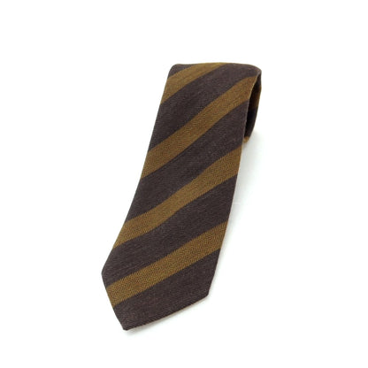 【中古】ファットーリ Fattori ウールシルク ストライプ柄ネクタイ ダークブラウンxカーキ【 状態ランクB 】【 メンズ 】