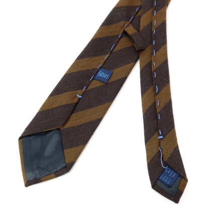 【中古】ファットーリ Fattori ウールシルク ストライプ柄ネクタイ ダークブラウンxカーキ【 状態ランクB 】【 メンズ 】