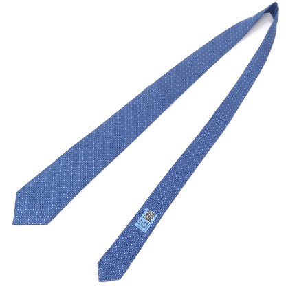 【中古】エルメス HERMES シルク プリント ネクタイ ブルーxネイビー【 状態ランクA 】【 メンズ 】