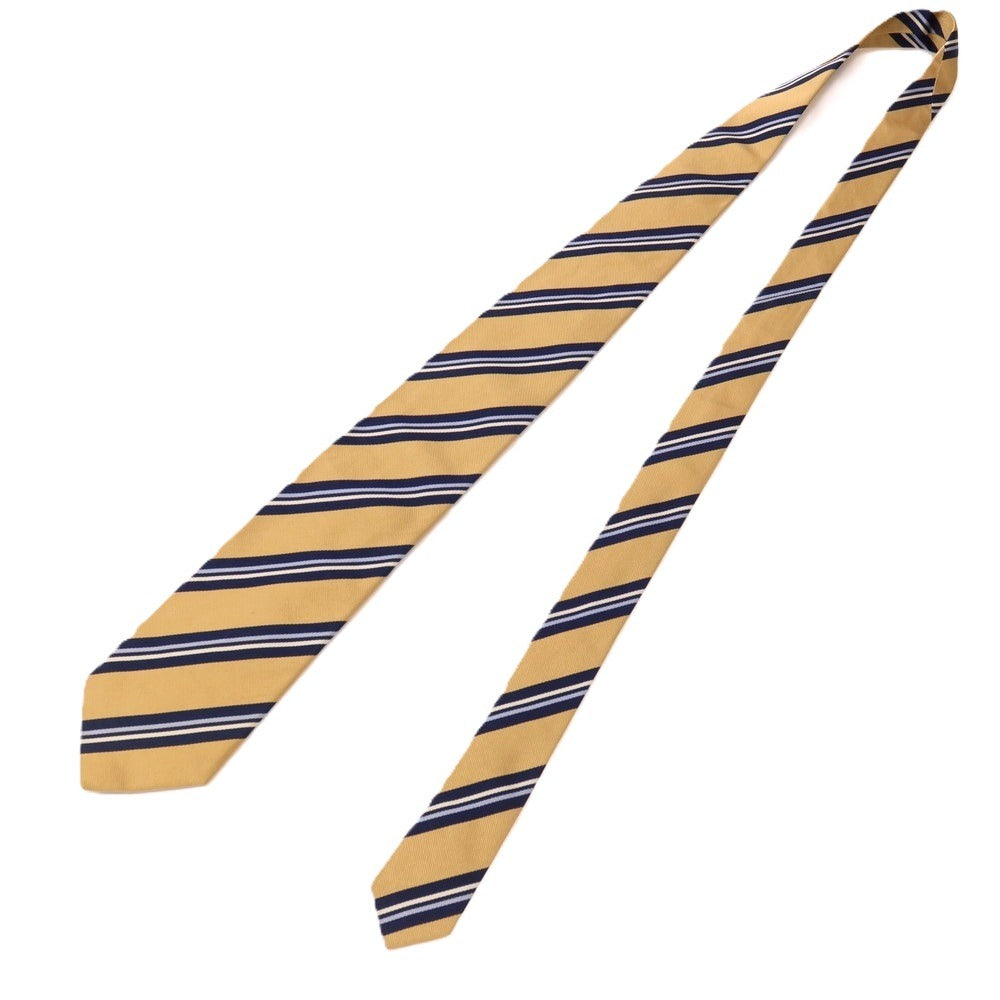 【中古】ホリデイ アンド ブラウン HOLLIDAY &amp; BROWN BEAMS F別注 シルク ストライプ柄ネクタイ ベージュxネイビー【 状態ランクB 】【 メンズ 】