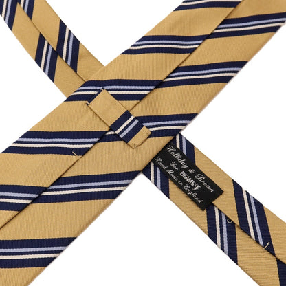 【中古】ホリデイ アンド ブラウン HOLLIDAY &amp; BROWN BEAMS F別注 シルク ストライプ柄ネクタイ ベージュxネイビー【 状態ランクB 】【 メンズ 】
