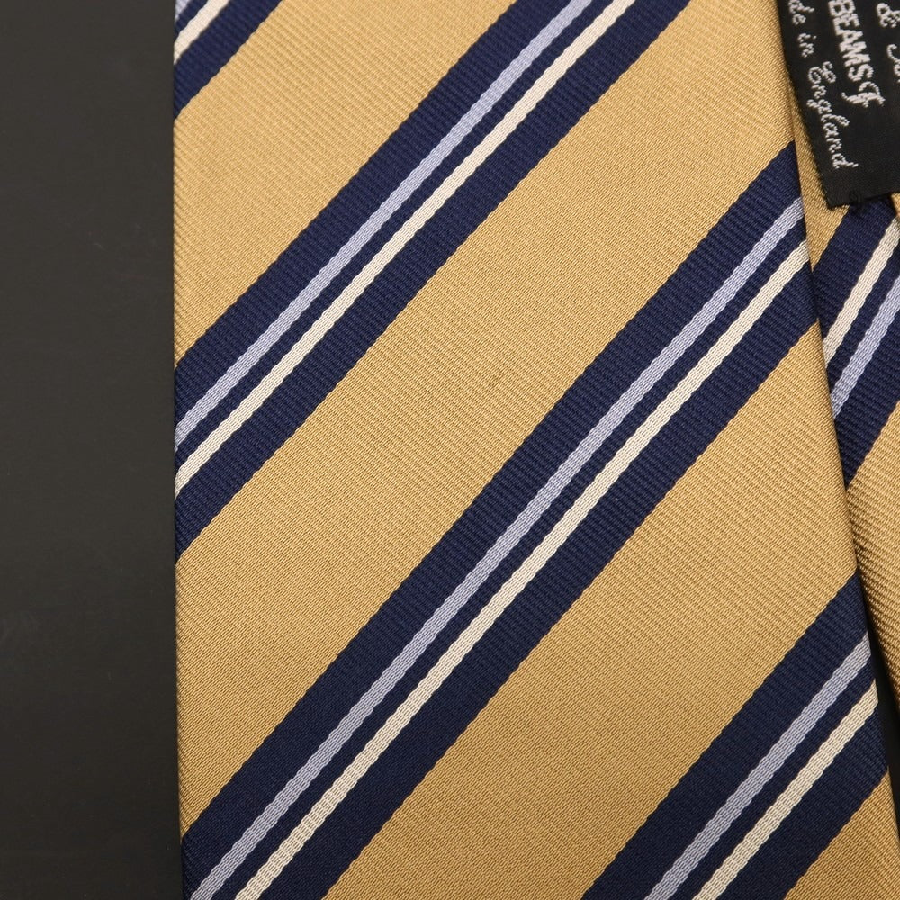 【中古】ホリデイ アンド ブラウン HOLLIDAY &amp; BROWN BEAMS F別注 シルク ストライプ柄ネクタイ ベージュxネイビー【 状態ランクB 】【 メンズ 】