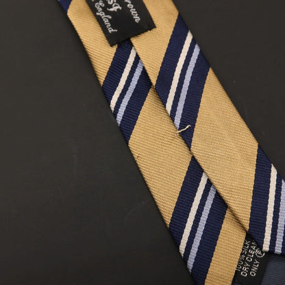 【中古】ホリデイ アンド ブラウン HOLLIDAY &amp; BROWN BEAMS F別注 シルク ストライプ柄ネクタイ ベージュxネイビー【 状態ランクB 】【 メンズ 】