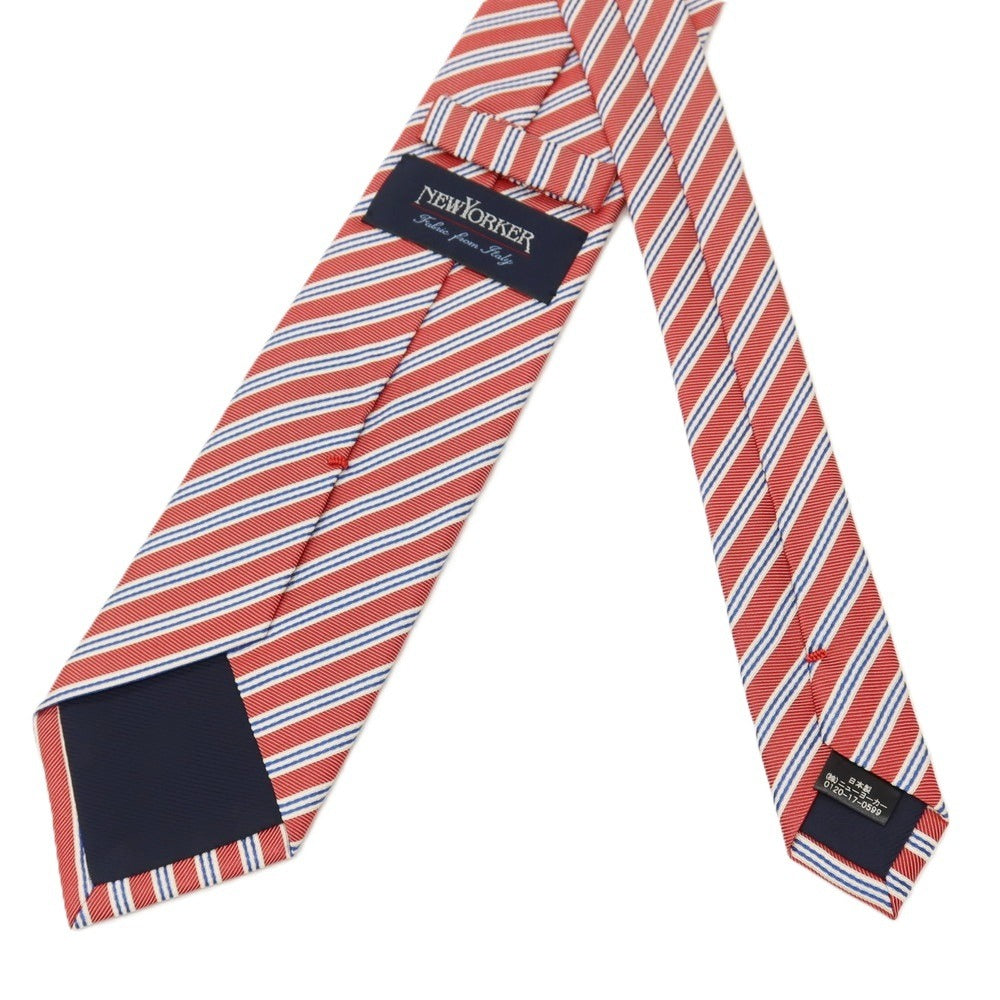 【中古】ニューヨーカー NEWYORKER シルク ストライプ柄ネクタイ レッドxブルー【 状態ランクB 】【 メンズ 】