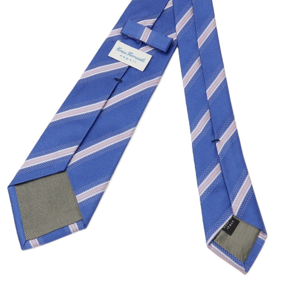【中古】エリコフォルミコラ ERRICO FORMICOLA シルク ストライプ柄ネクタイ ブルーxピンク【 状態ランクB 】【 メンズ 】