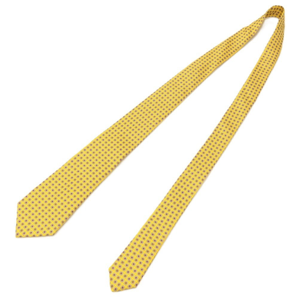 【中古】エリコフォルミコラ ERRICO FORMICOLA シルク プリント 小紋柄ネクタイ イエロー【 状態ランクB 】【 メンズ 】