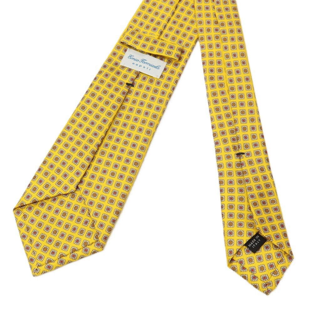 【中古】エリコフォルミコラ ERRICO FORMICOLA シルク プリント 小紋柄ネクタイ イエロー【 状態ランクB 】【 メンズ 】