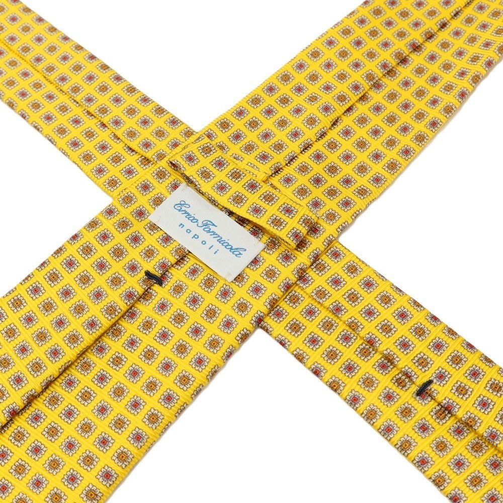 【中古】エリコフォルミコラ ERRICO FORMICOLA シルク プリント 小紋柄ネクタイ イエロー【 状態ランクB 】【 メンズ 】