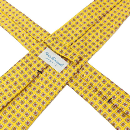 【中古】エリコフォルミコラ ERRICO FORMICOLA シルク プリント 小紋柄ネクタイ イエロー【 状態ランクB 】【 メンズ 】