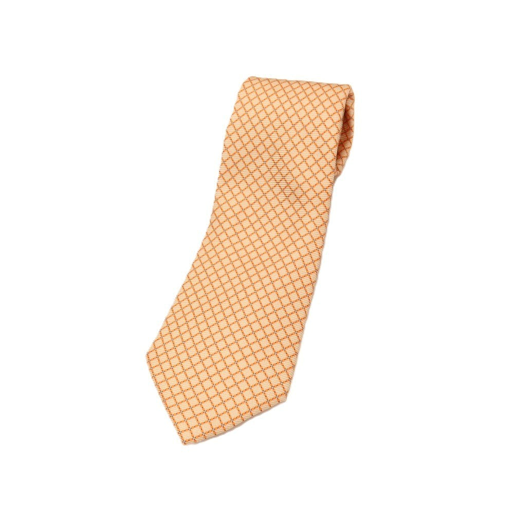 【中古】リベラーノ&amp;リベラーノ LIVERANO&amp;LIVERANO シルク プリント チェック柄ネクタイ ベージュxオレンジ【 状態ランクB 】【 メンズ 】