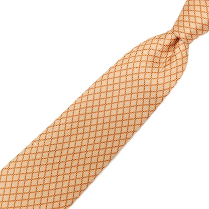 【中古】リベラーノ&amp;リベラーノ LIVERANO&amp;LIVERANO シルク プリント チェック柄ネクタイ ベージュxオレンジ【 状態ランクB 】【 メンズ 】