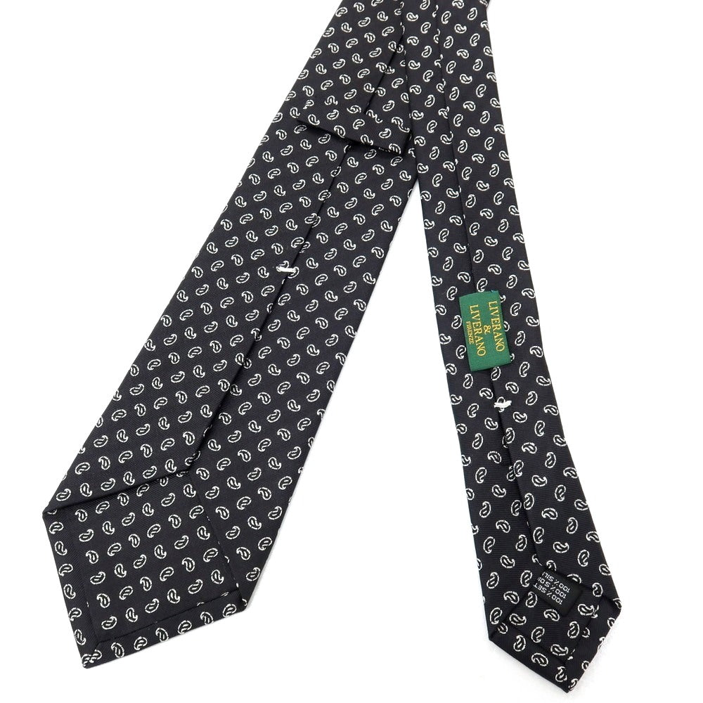 【中古】リベラーノ&amp;リベラーノ LIVERANO&amp;LIVERANO シルク ジャカード ペイズリー柄ネクタイ ブラックxホワイト【 状態ランクB 】【 メンズ 】
