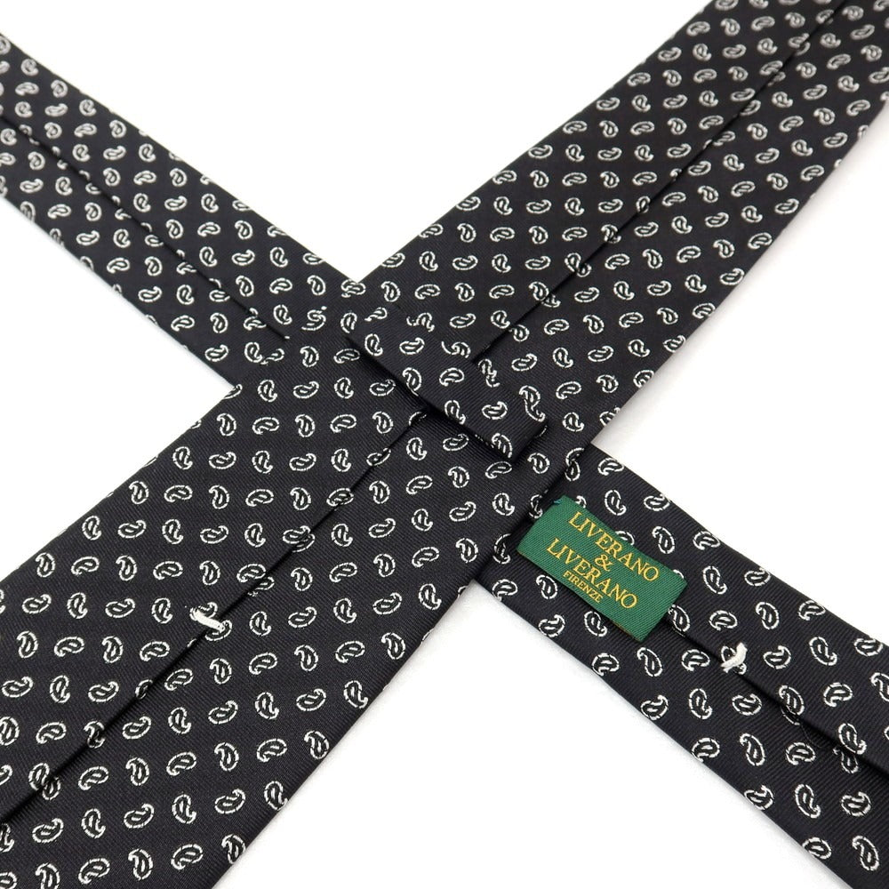 【中古】リベラーノ&amp;リベラーノ LIVERANO&amp;LIVERANO シルク ジャカード ペイズリー柄ネクタイ ブラックxホワイト【 状態ランクB 】【 メンズ 】