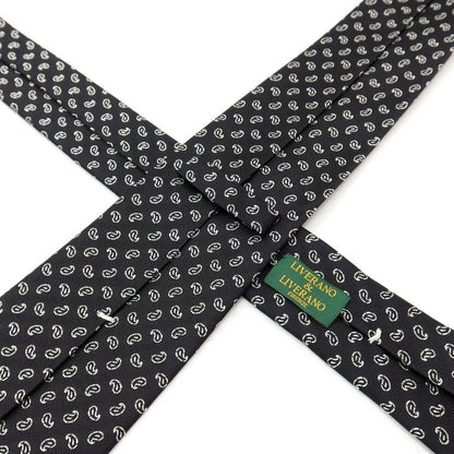 【中古】リベラーノ&amp;リベラーノ LIVERANO&amp;LIVERANO シルク ジャカード ペイズリー柄ネクタイ ブラックxホワイト【 状態ランクB 】【 メンズ 】