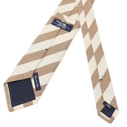【中古】メイカーズシャツ カマクラ Makers Shirt 鎌倉 リネンシルク ストライプ柄ネクタイ アイボリーxブラウン【 状態ランクB 】【 メンズ 】