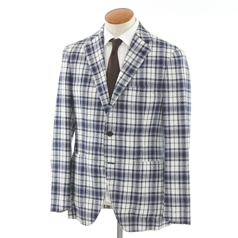 [Used] Belvest Wool Cotton Summer Tweed Check 3B Jacket White x Navy [Size 48] [WHT] [S/S] [Condition Rank B] ​​[Men&