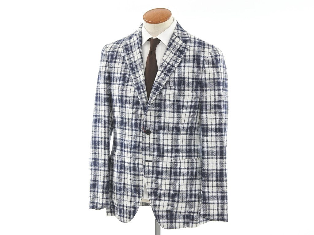 [Used] Belvest Wool Cotton Summer Tweed Check 3B Jacket White x Navy [Size 48] [WHT] [S/S] [Condition Rank B] ​​[Men&