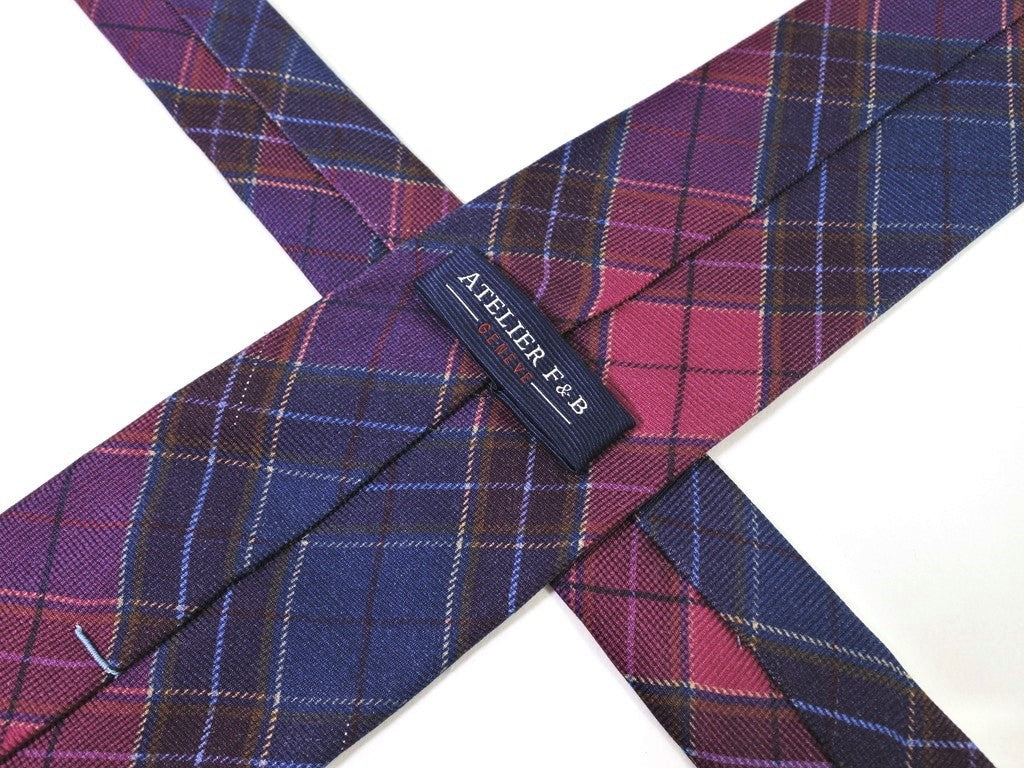 [Used] Atelier F&amp;amp;B Checkered Necktie
 Purple x Light Navy [PUP] [S/S/A/W] [Condition Rank C] [Men&