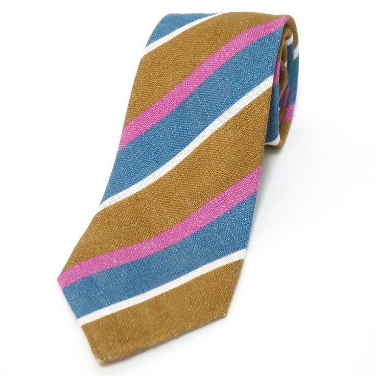 [New] Stefano Bigi Striped Tie
 Light brown x blue [BRW] [S/S] [Condition rank N] [Men&