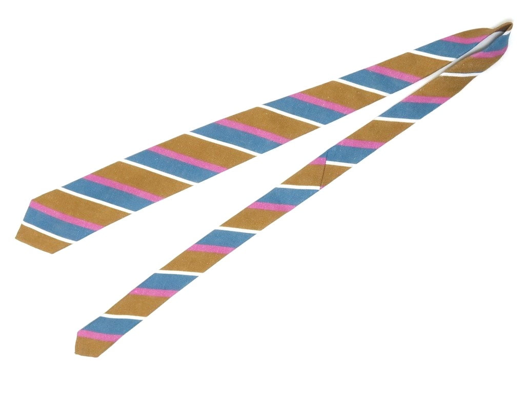 [New] Stefano Bigi Striped Tie
 Light brown x blue [BRW] [S/S] [Condition rank N] [Men&