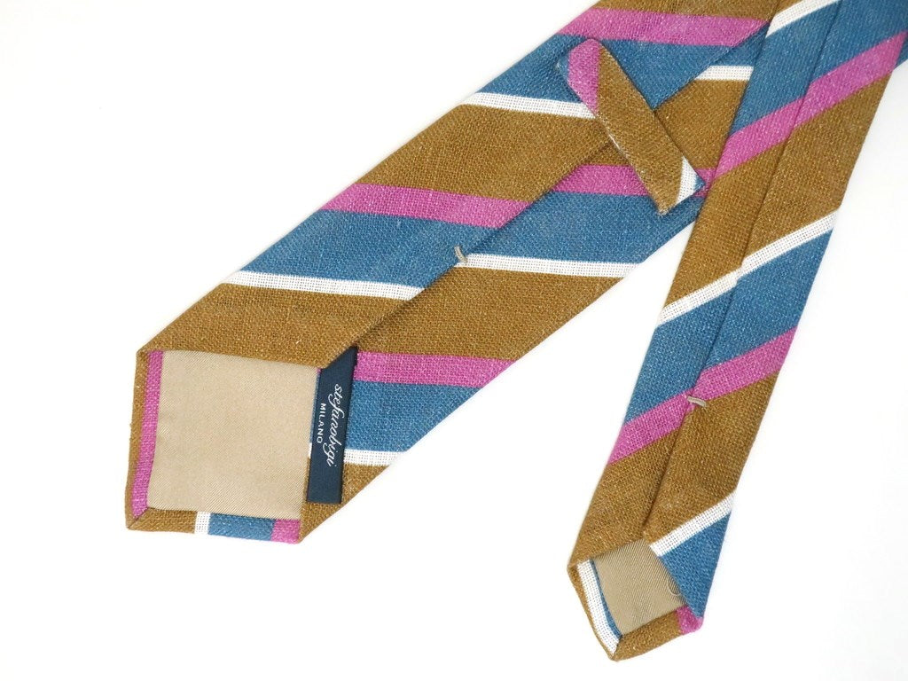 [New] Stefano Bigi Striped Tie
 Light brown x blue [BRW] [S/S] [Condition rank N] [Men&