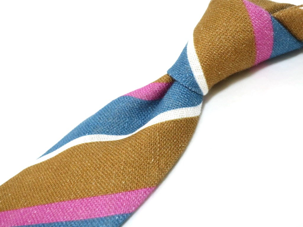 [New] Stefano Bigi Striped Tie
 Light brown x blue [BRW] [S/S] [Condition rank N] [Men&