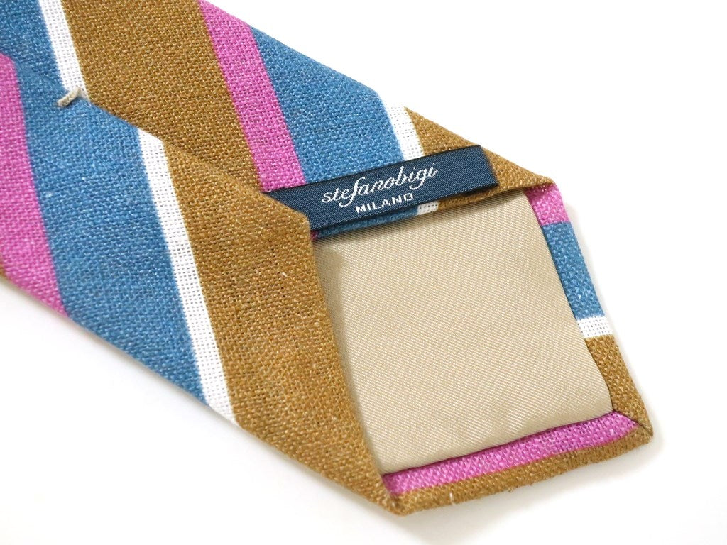 [New] Stefano Bigi Striped Tie
 Light brown x blue [BRW] [S/S] [Condition rank N] [Men&