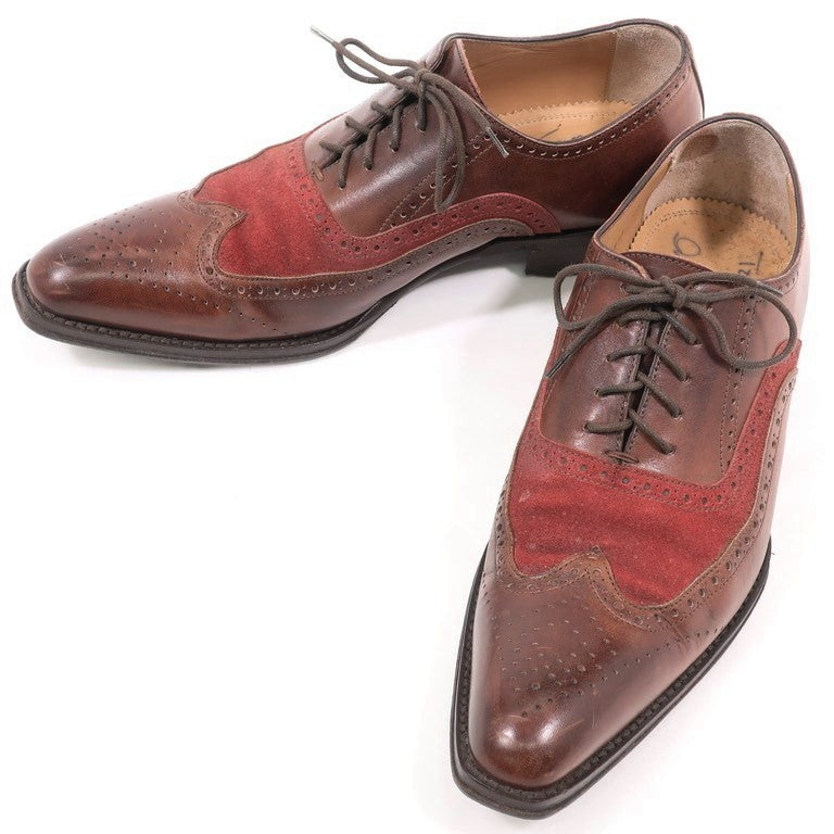 【中古】アントニオ マウリッツィ ANTONIO MAURIZI カーフ×スエード コンビ ウィングチップシューズ ブラウンxテラコッタ【サイズ40】【BRW】【S/S/A/W】【状態ランクC】【メンズ】【769170】 DPD