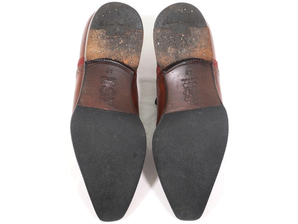 【中古】アントニオ マウリッツィ ANTONIO MAURIZI カーフ×スエード コンビ ウィングチップシューズ ブラウンxテラコッタ【サイズ40】【BRW】【S/S/A/W】【状態ランクC】【メンズ】【769170】 DPD